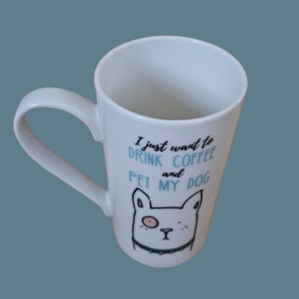 NWOT Clay Art "I Just Want To Drink Coffee & Pet My Dog" Latte Mug